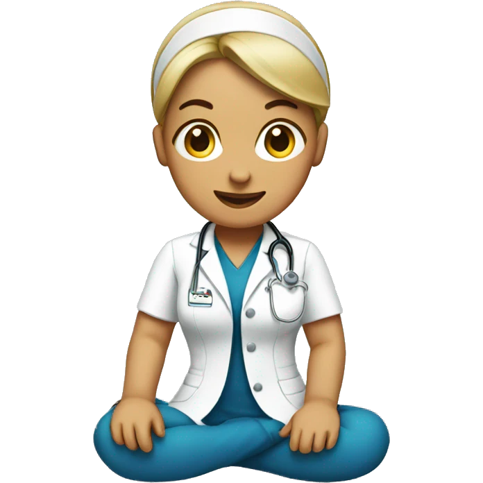 Woman-nurse-ponytail sitting down emoji