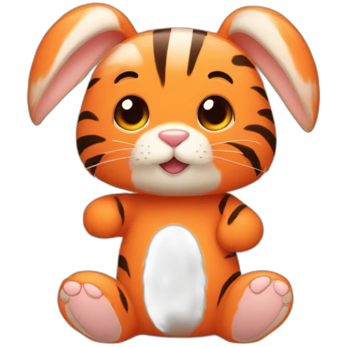 cute orange bunny with floppy ears and tiger stripes and bear fur emoji