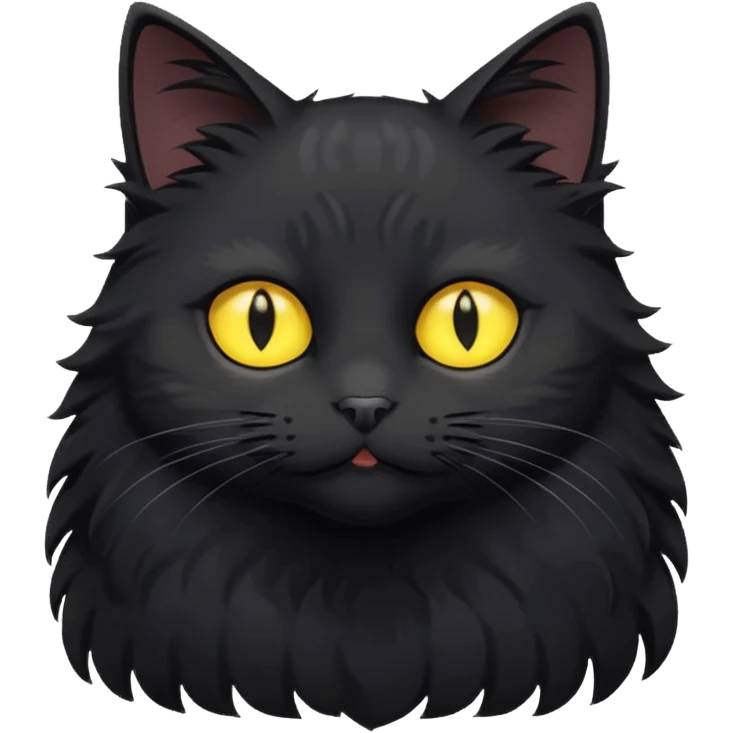 create an image of a black cat with yellow eyes and a white spot on its chest in ghibi style emoji