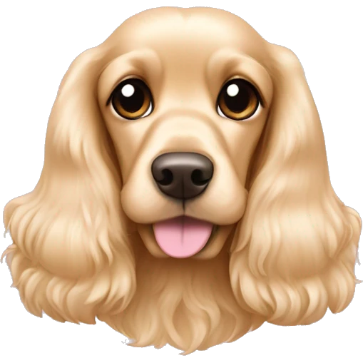 Blond cocker spaniel wearing two light pink sleighbell emoji
