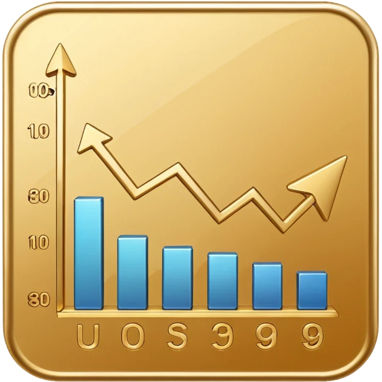 Create an  emoji that represents a stock/share, combining a clean upward-trending chart, a minimal financial symbol, and a confident growth vibe, using simple shapes, smooth gradients, and the polished. emoji