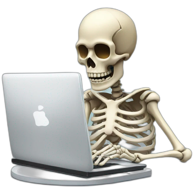 skeleton at computer emoji