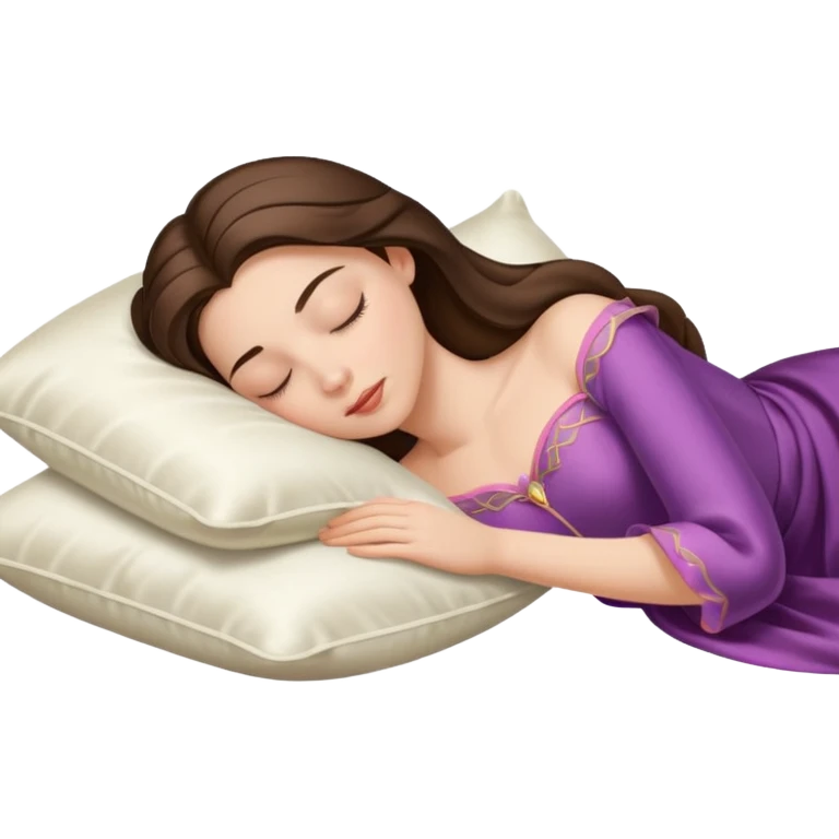 sleeping beauty brunette white girl with a silk pillow emoji