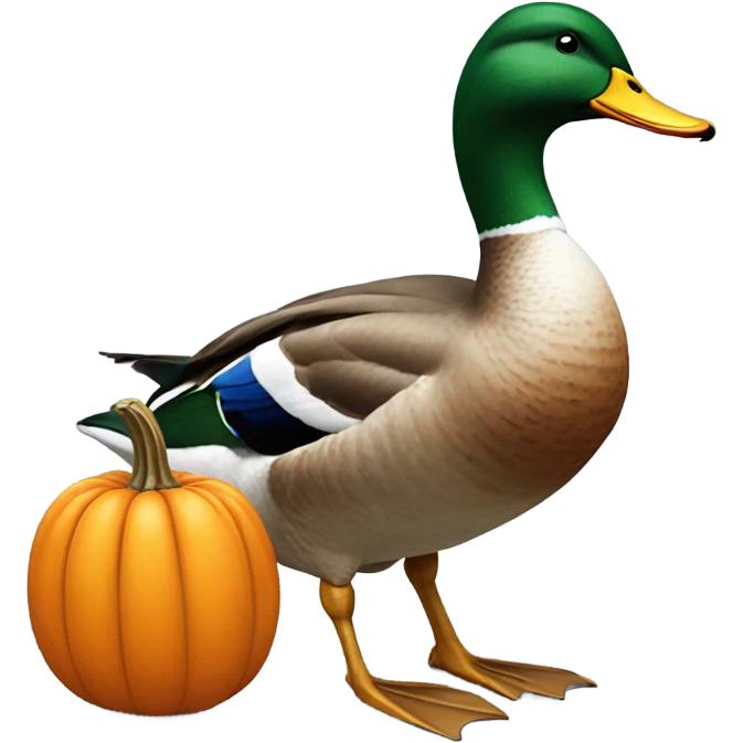 Mallard Duck carrying a pumpkin emoji