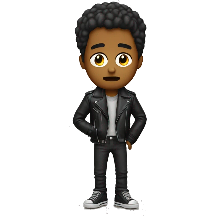 Sad musician with leather jacket emoji