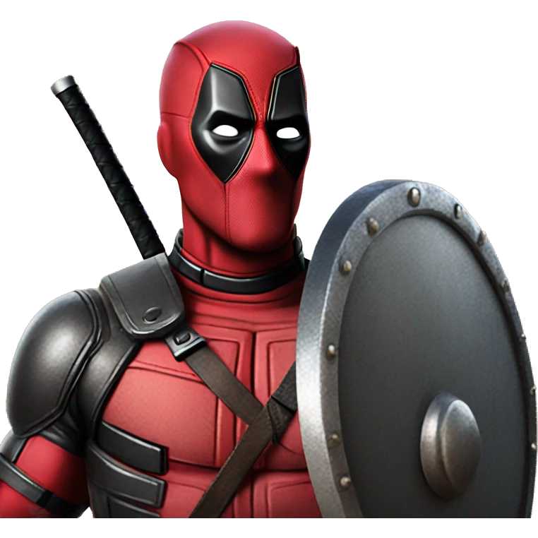 Deadpool holding Viking shield emoji