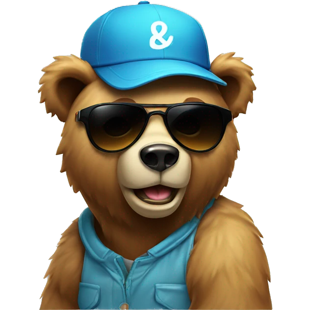 cool bear with a cap and sunglasses emoji