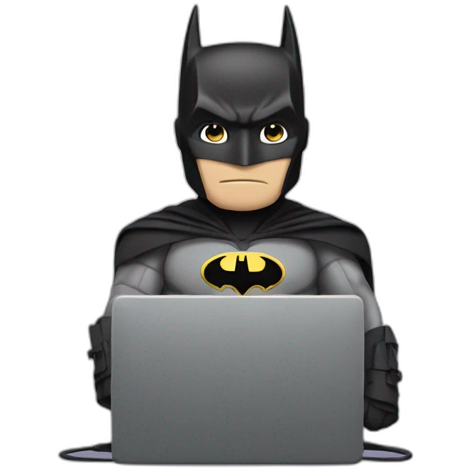Batman working on a laptop. He is a programmer  emoji