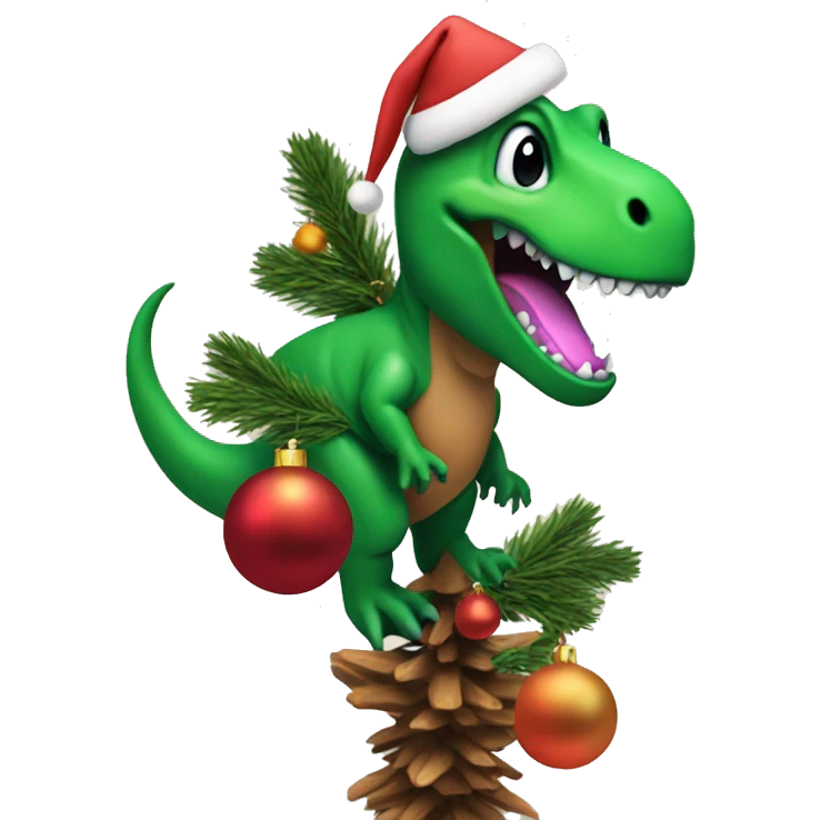 Trex on top of a Christmas tree emoji