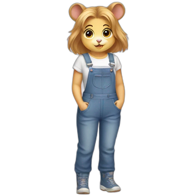 hamster girl in overalls emoji