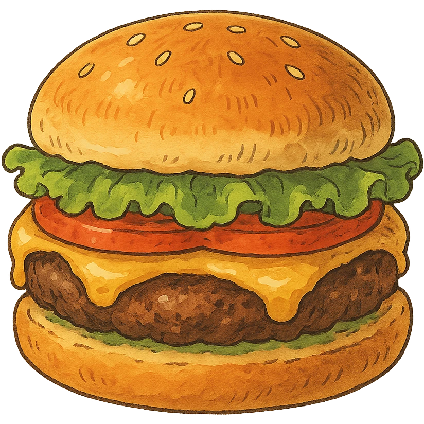 ghibli style juicy cheeseburger emoji