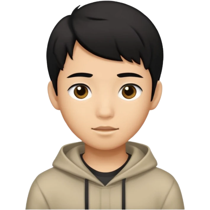 Asian Brown teenage boy with black hair black eyes emoji