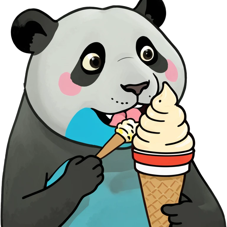 Panda eating ice cream emoji