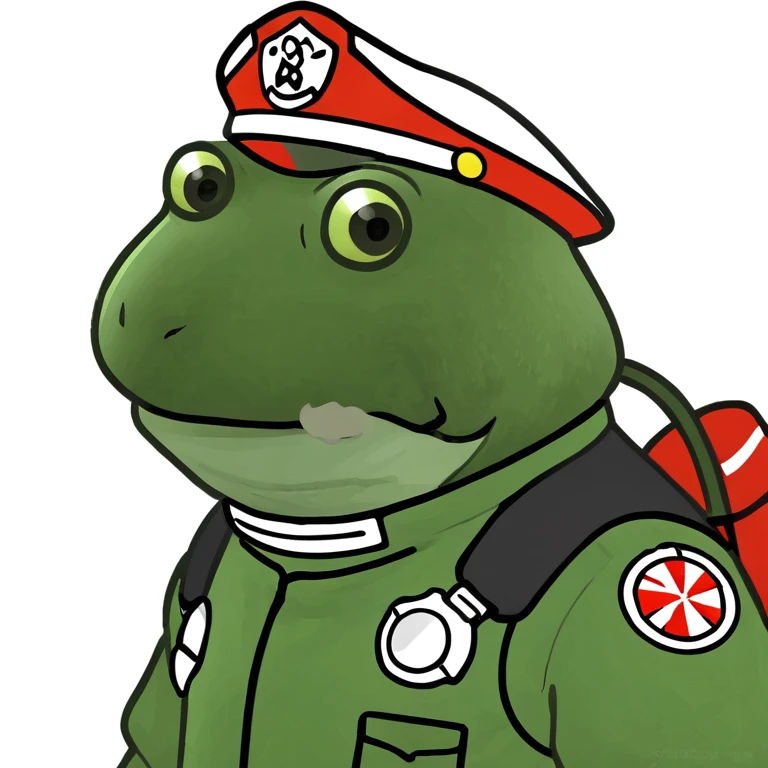 bufo in a fire fighter suit emoji