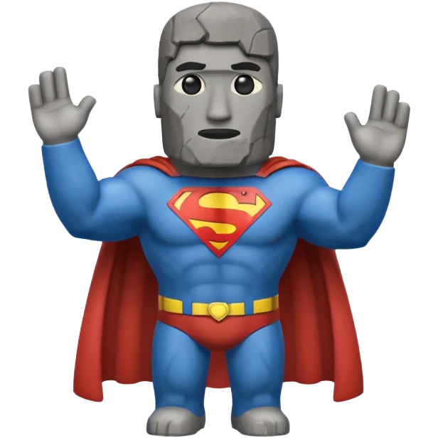 a moai emoji with a superman cape emoji