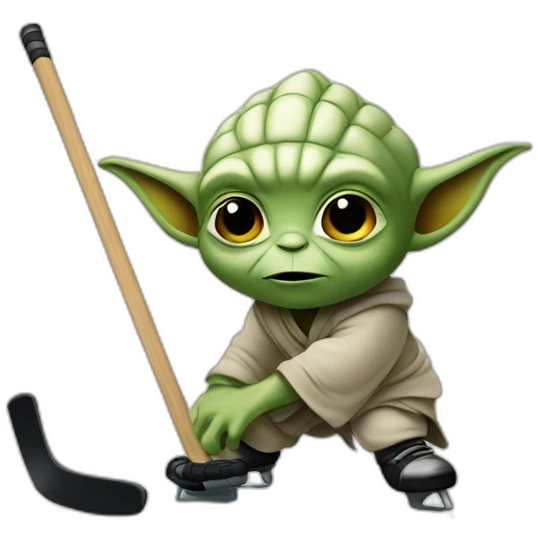 yoda playing ice hockey emoji