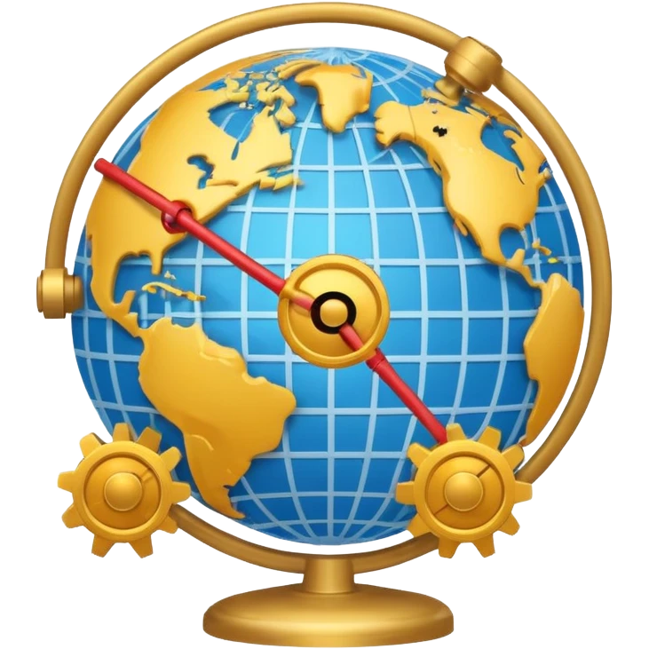 gear combined with a globe, with connected tech nodes emoji