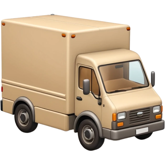 emoji of beige delivery truck, in perspective view emoji