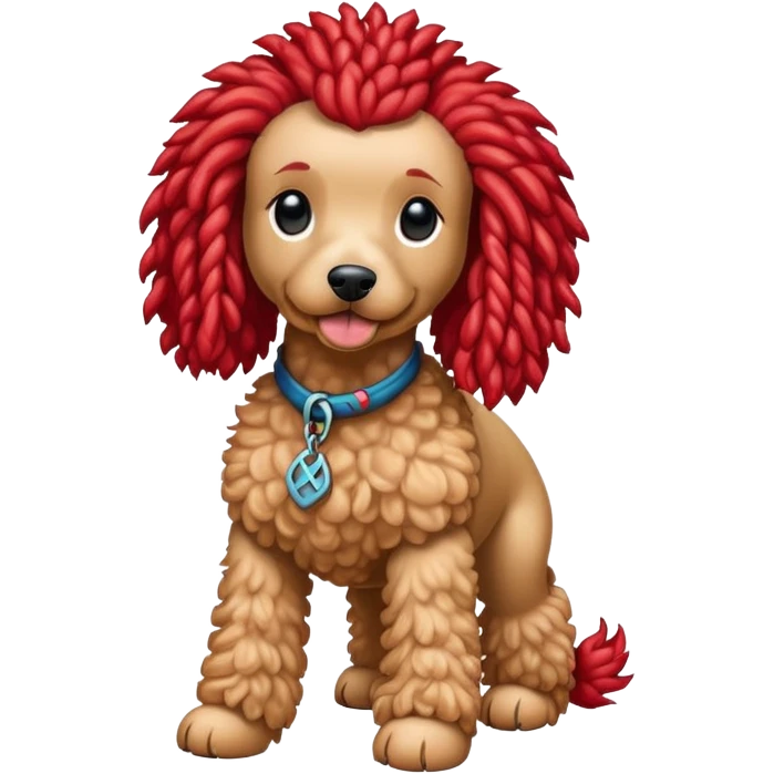 Poodle with red dreads emoji