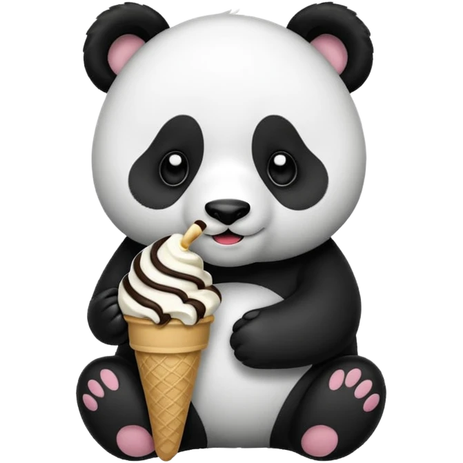 Panda eating ice cream emoji