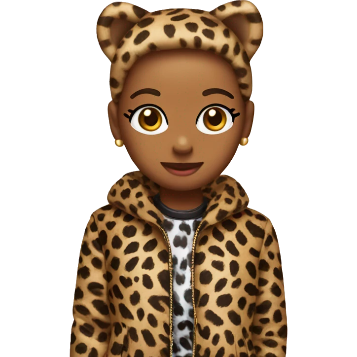 hello kitty with a leopard jacket  emoji
