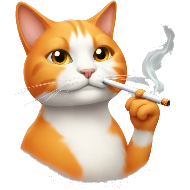 orange white cat smoking a cigarette  emoji