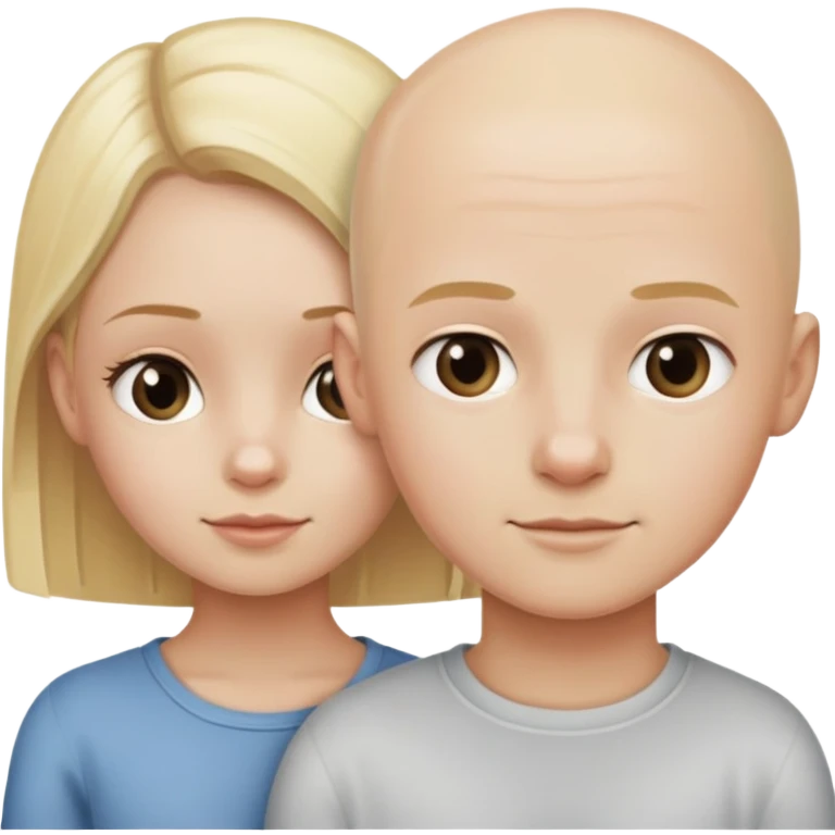 Two siblings one blonde one bald emoji