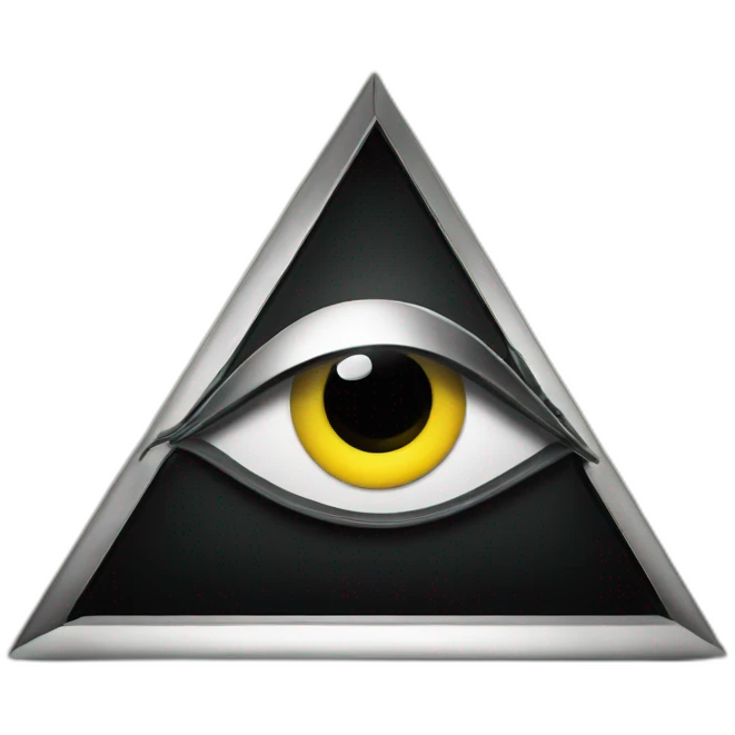 chome letter B in pyramid with eye, 3d effect, black background emoji