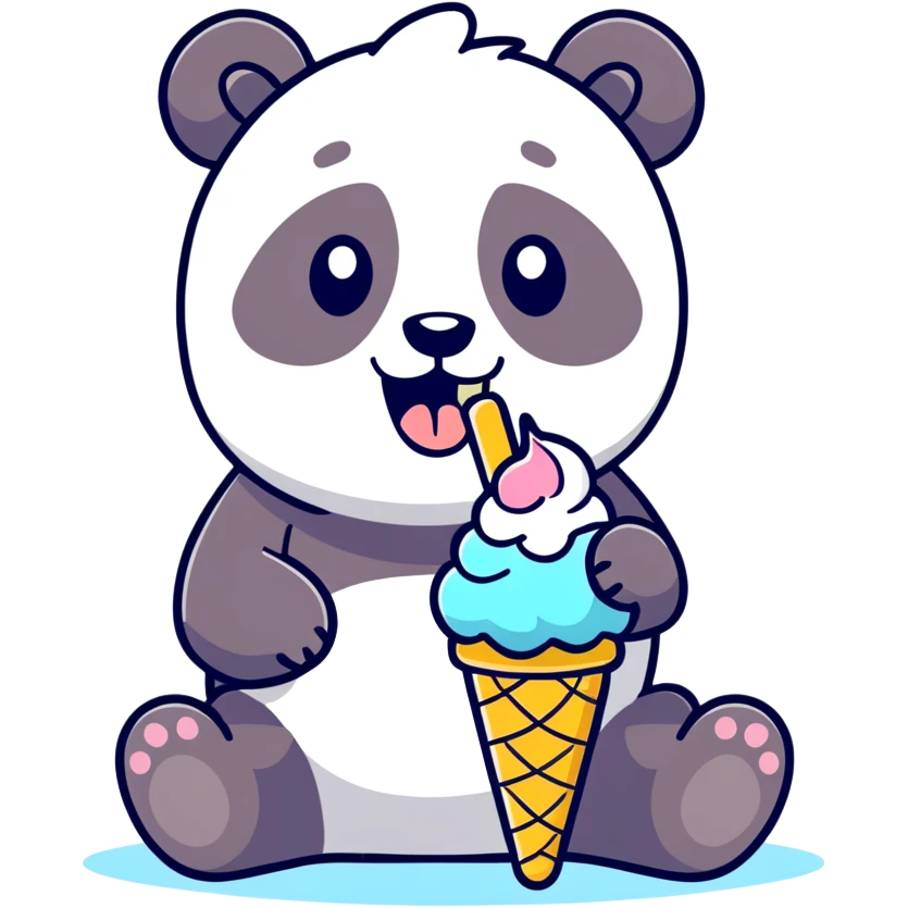 Panda eating ice cream emoji