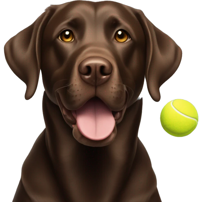 Chocolate lab with tennis ball in mouth emoji
