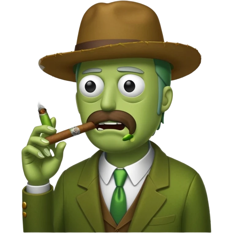 Pickle Rick smoking a cigar emoji