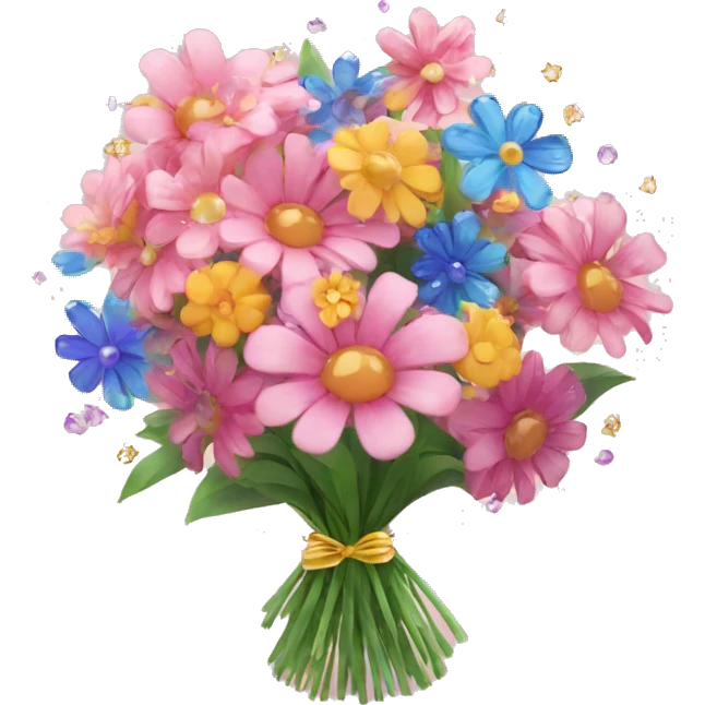 flowers bouquet with a giant sparkle emoji