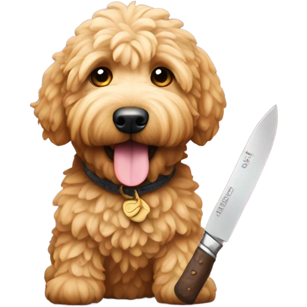 Golden doodle with knife  emoji