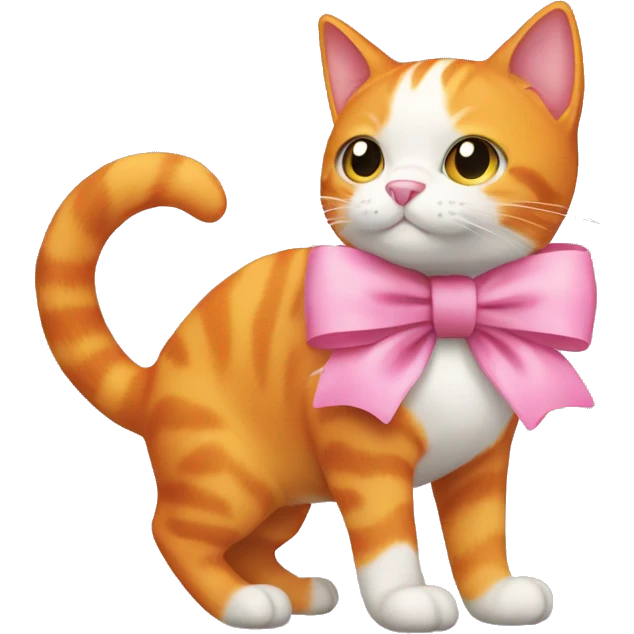 orange cat with white features and a pink bow  emoji