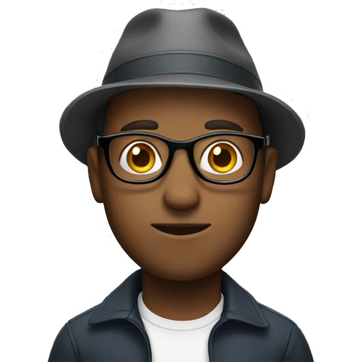 A male with glasses and a hat on his head emoji