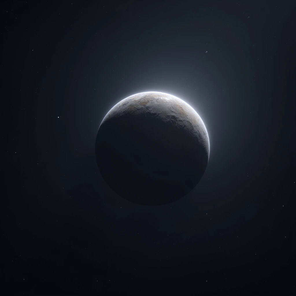 photorealistic image of a solitary distant planet in space, isolated, transparent background emoji