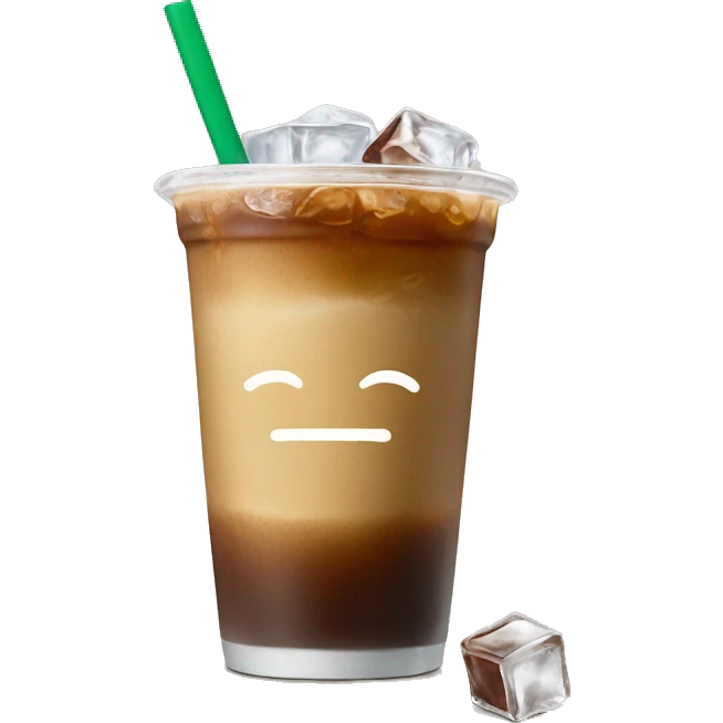 Starbuck ice coffee with ice cubes emoji