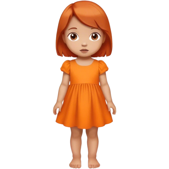 school baby girl   with reddish blunt hair with 2 bunsorange dress emoji