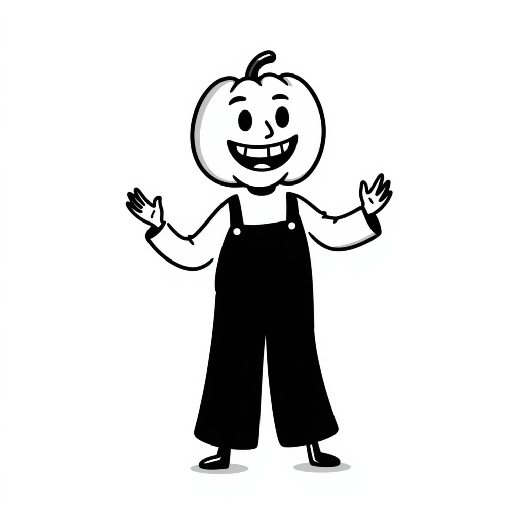 a pumpkin person character, hand drawn doodle style emoji
