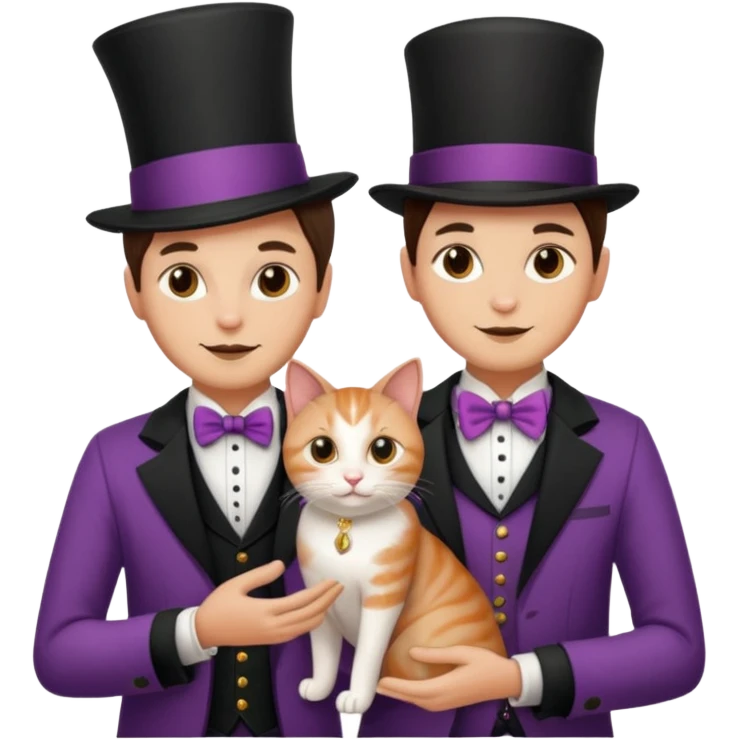 magician couple and their pet cat emoji