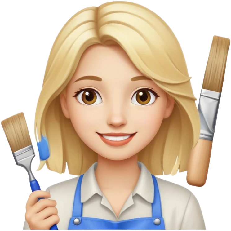happy and very smart painter girl with blonde hair emoji
