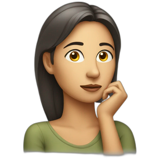 thinking woman with hand on chin emoji