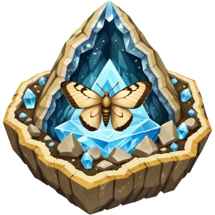 crystal geode split open with moth swarm inside emoji