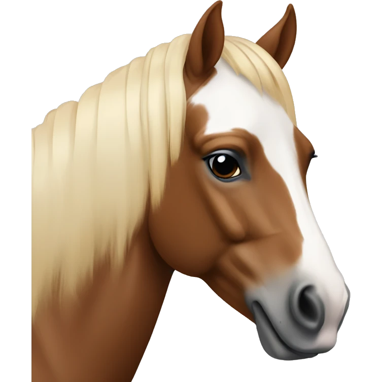 Liver chestnut pinto horse with blonde mane and white face  emoji