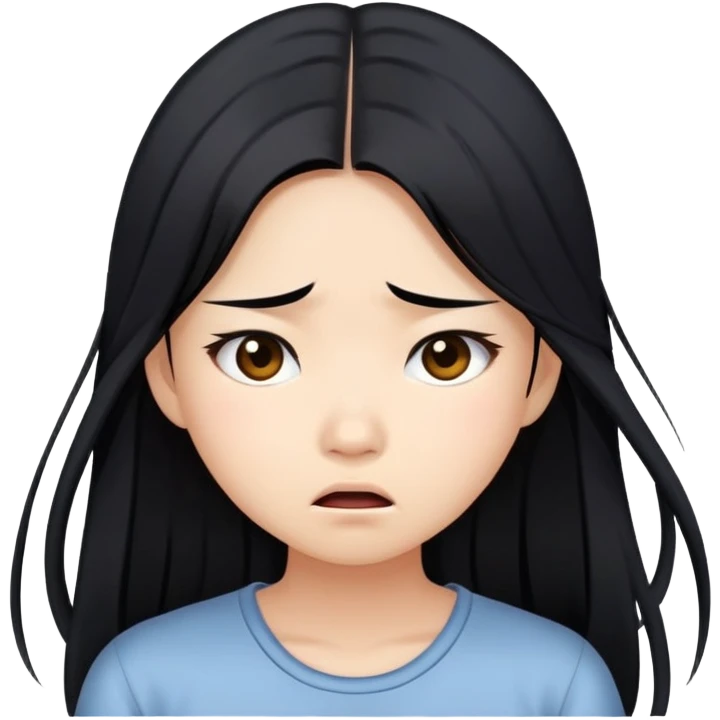 Frustrated pretty asian girl long hair emoji