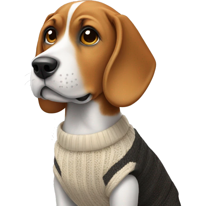 A beagle wearing a sweater emoji