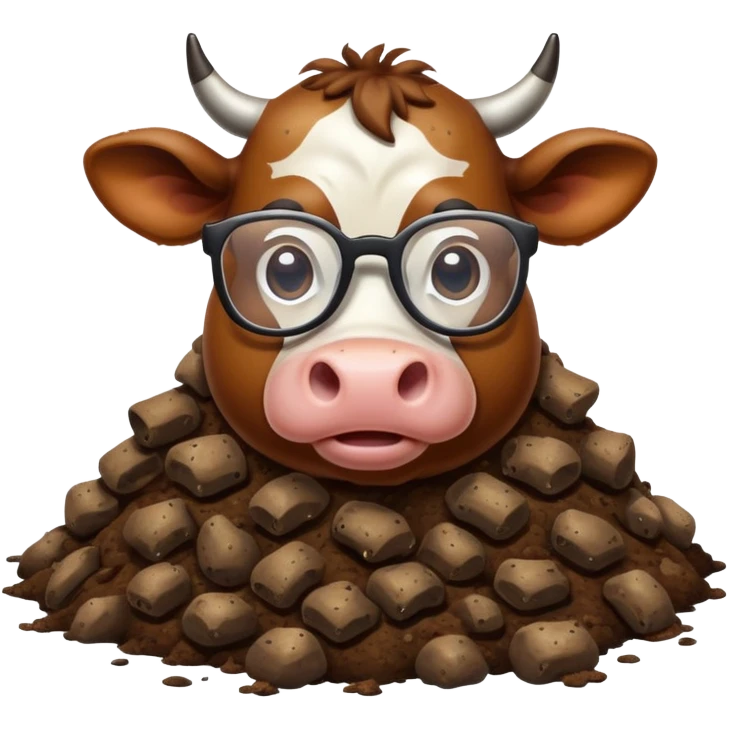 A Brown cow with super big glasses in poop emoji