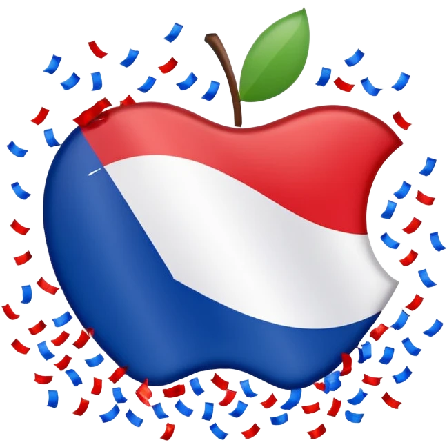 French flag with celebration confetti, apple style emoji emoji