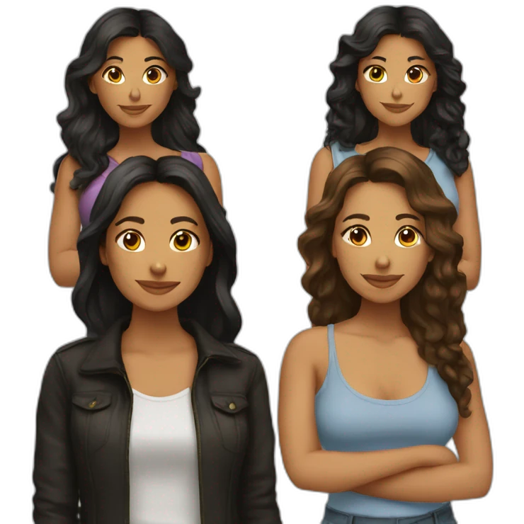 3 latin female friends emoji