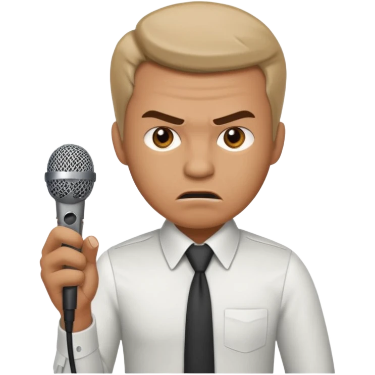 the male office manager yelling at her to stop with angry face and unpluggging her microphone cable
 emoji